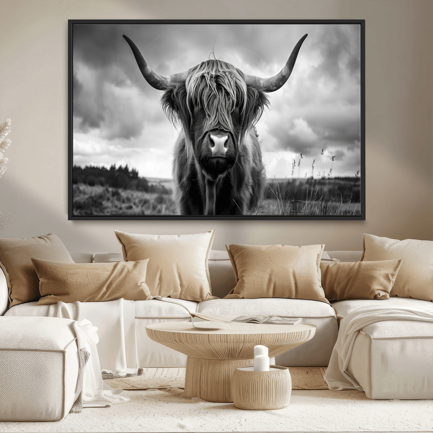 -Scottish Cow Wall Art Canvas Print | Longhorn Wall Art | Bighorn Animal Wall Art