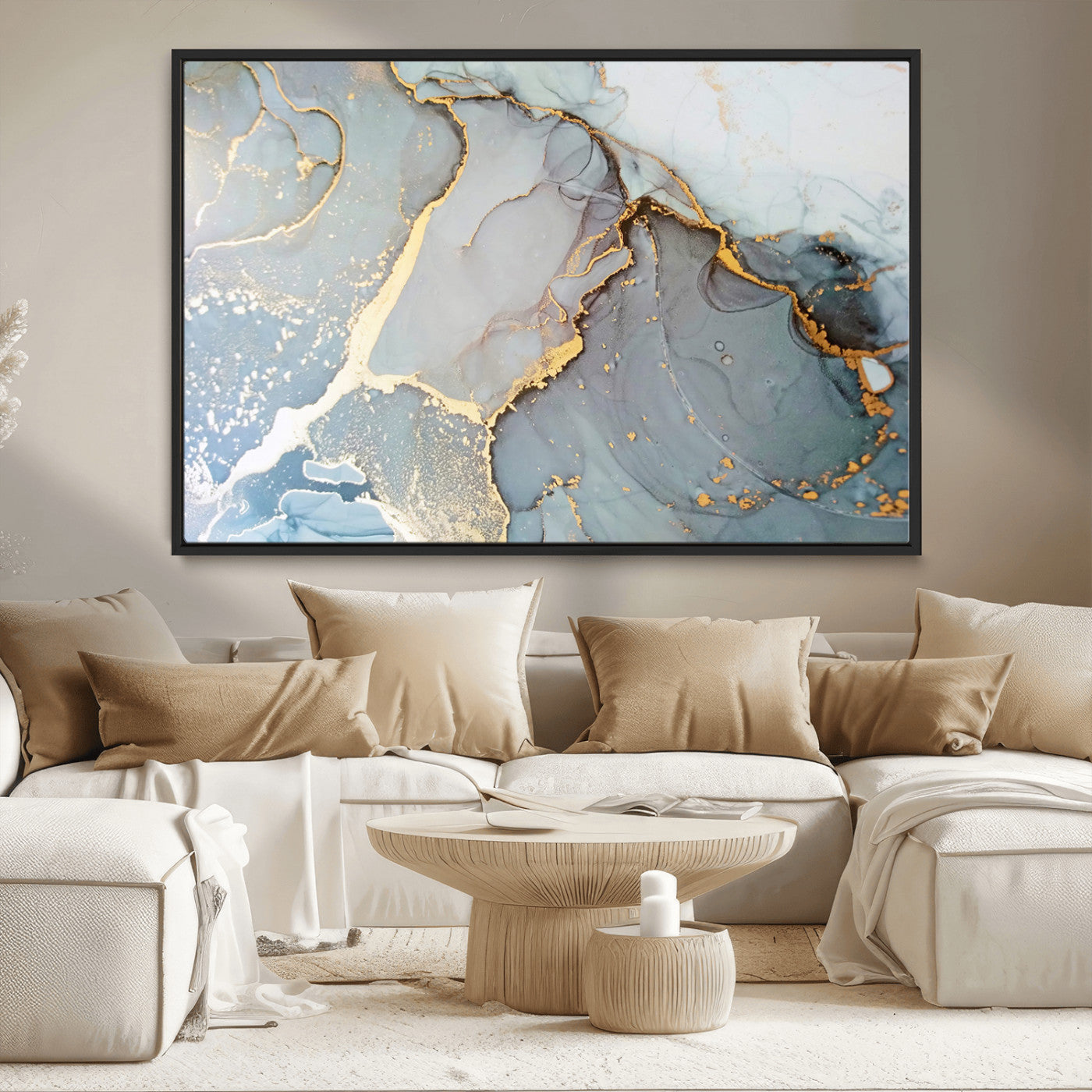 -Large Abstract Marble Wall Art Canvas Print for Living Room and Farmhouse Decor