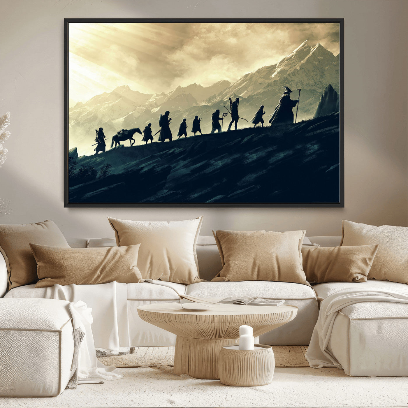 41574-MGV-CV-36X24-Lord of the Rings Silhouette Wall Art Capturing the Epic Quest Through Middle-Earth - The
