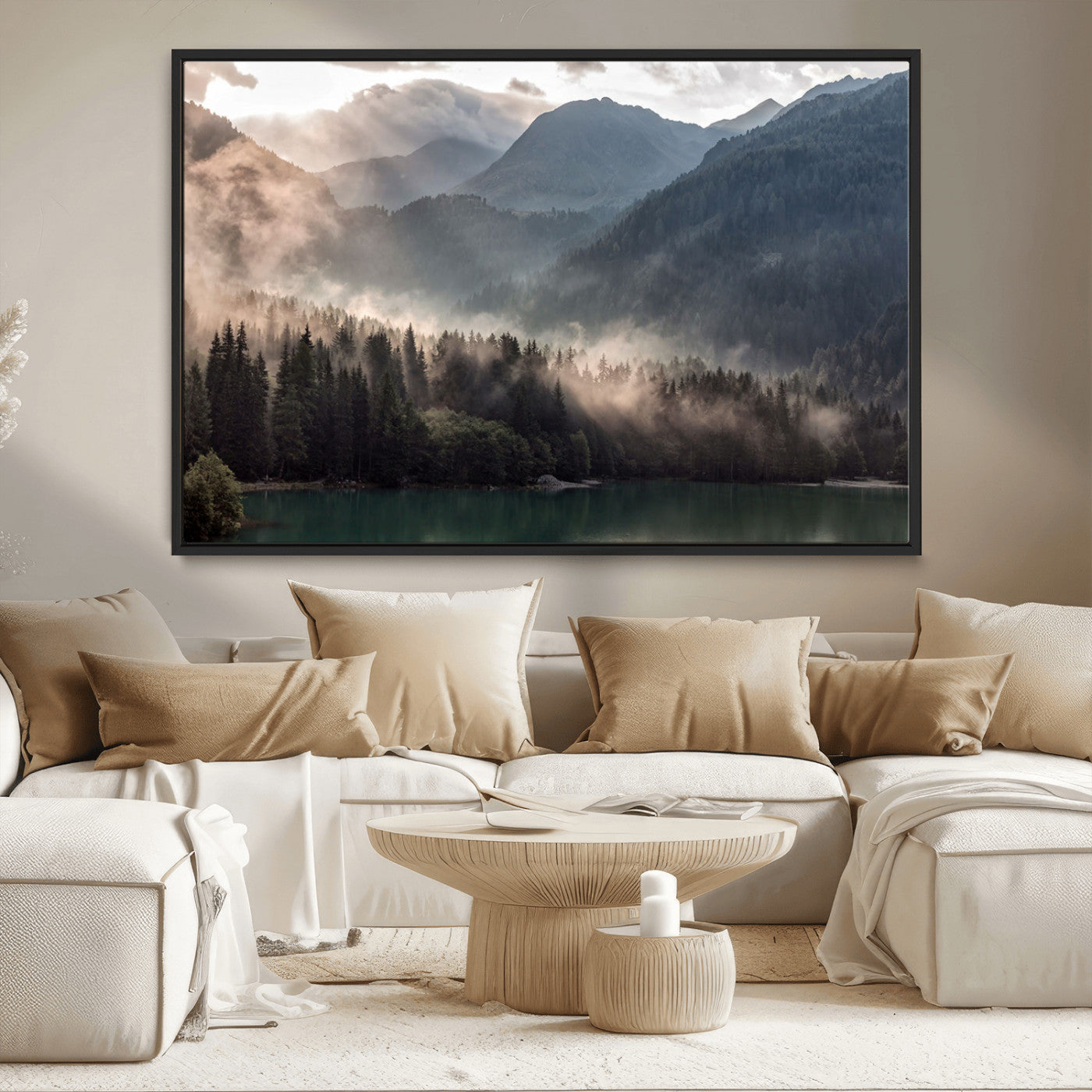 MGV-FC-36X24 - Foggy Mountain Canvas Print Forest Wall Art