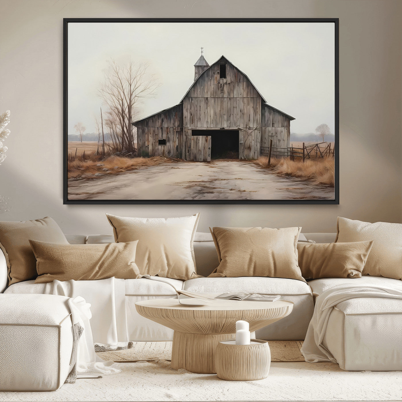 MGV-FC-36X24 - Farmhouse Rustic Barn Wall Art Canvas Print – Framed and Ready to Hang – Perfect Addition to Farmhouse Wall Décor
