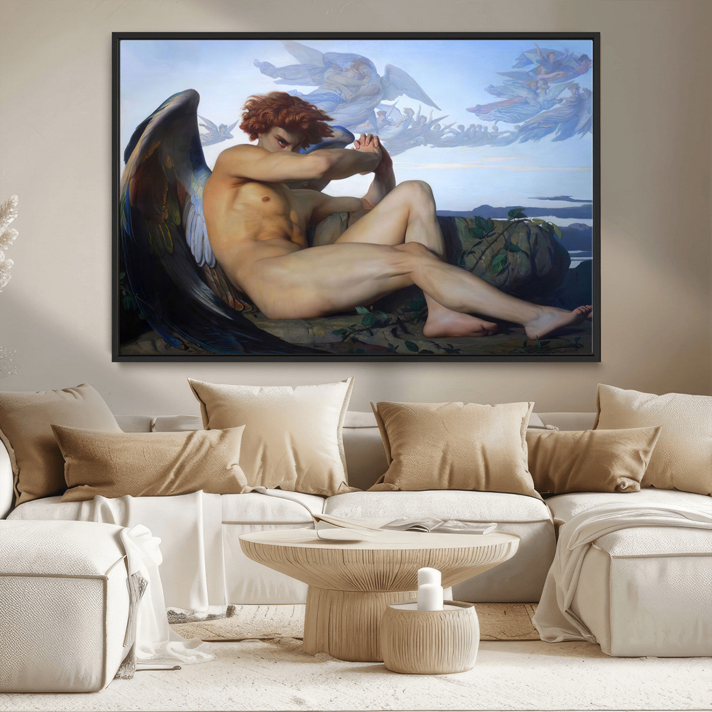 -Fallen Angel Wall Art Canvas Print – Classic Art, Framed, Ready to Hang - Alexandre Cabanel