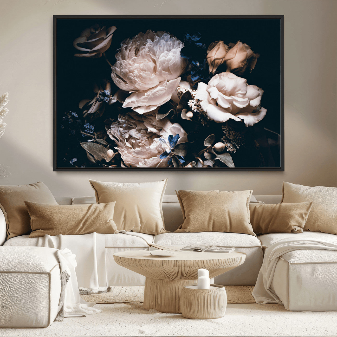 MGV-FC-36X24 - Pink Peonies Flowers Large Canvas Art Print