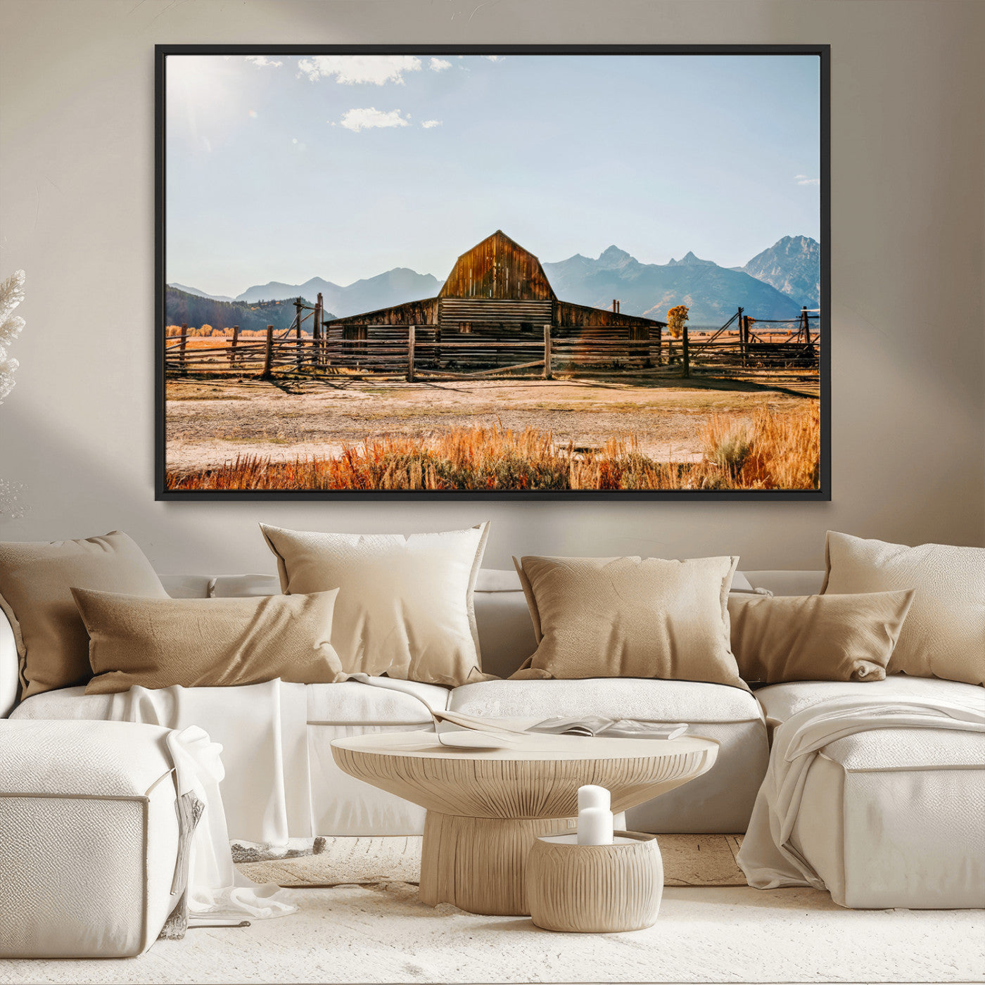 MGV-FC-36X24 - Vintage Old Barn Field Wall Art Canvas Print for Farmhouse Decor - Rustic Barn Wall Art Canvas Print
