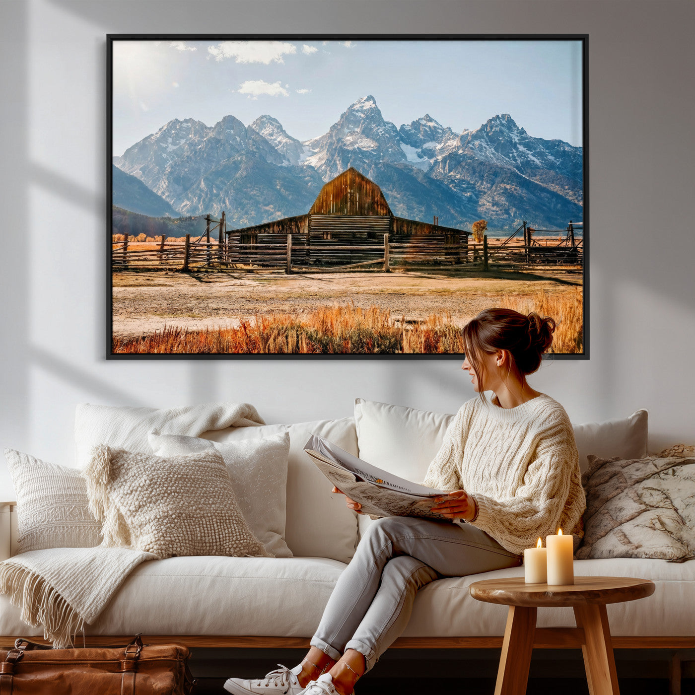 26513-MGV-CV-36X24 - Vintage Old Barn Field Wall Art Canvas Print for Farmhouse Decor - Rustic Barn Wall Art Canvas Print