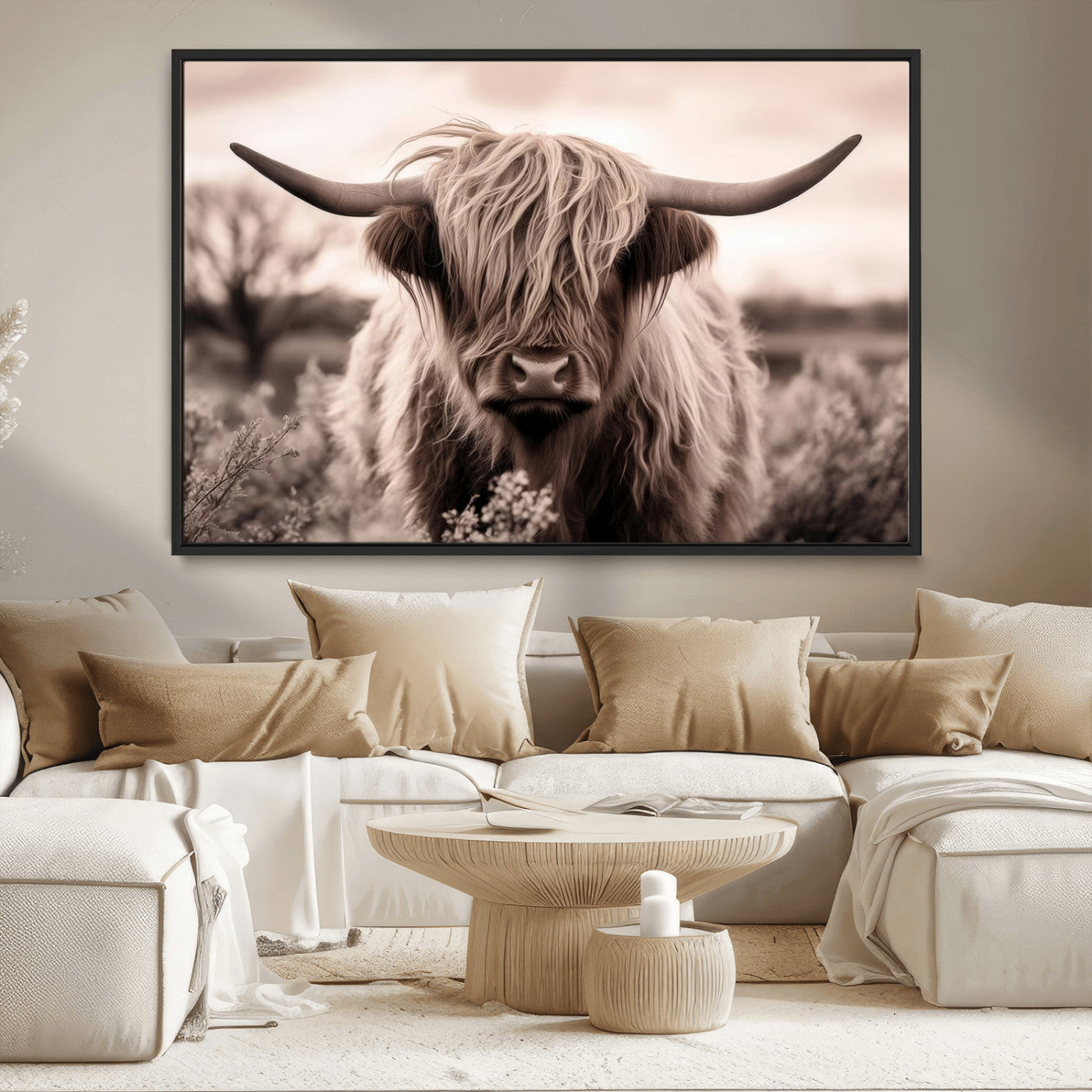 MGV-FC-36X24 - Scottish Cow Longhorn Wall Art Canvas Print