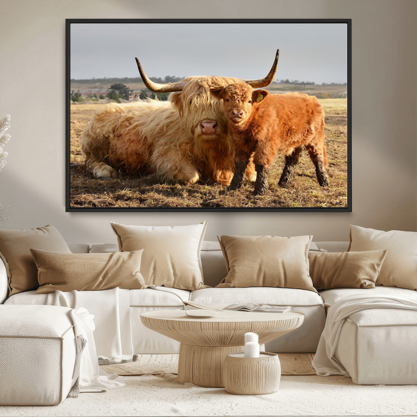 MGV-FC-36X24 - Highland Cow Canvas Wall Art Animal Print for Farm House Decor