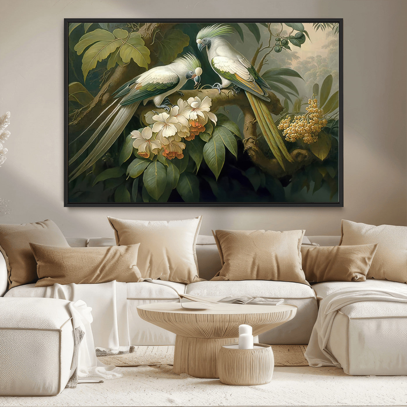 -Tropical Paradise Print Wall Art Stunning Artwork of a Parrot in a Lush Forest with Beautiful