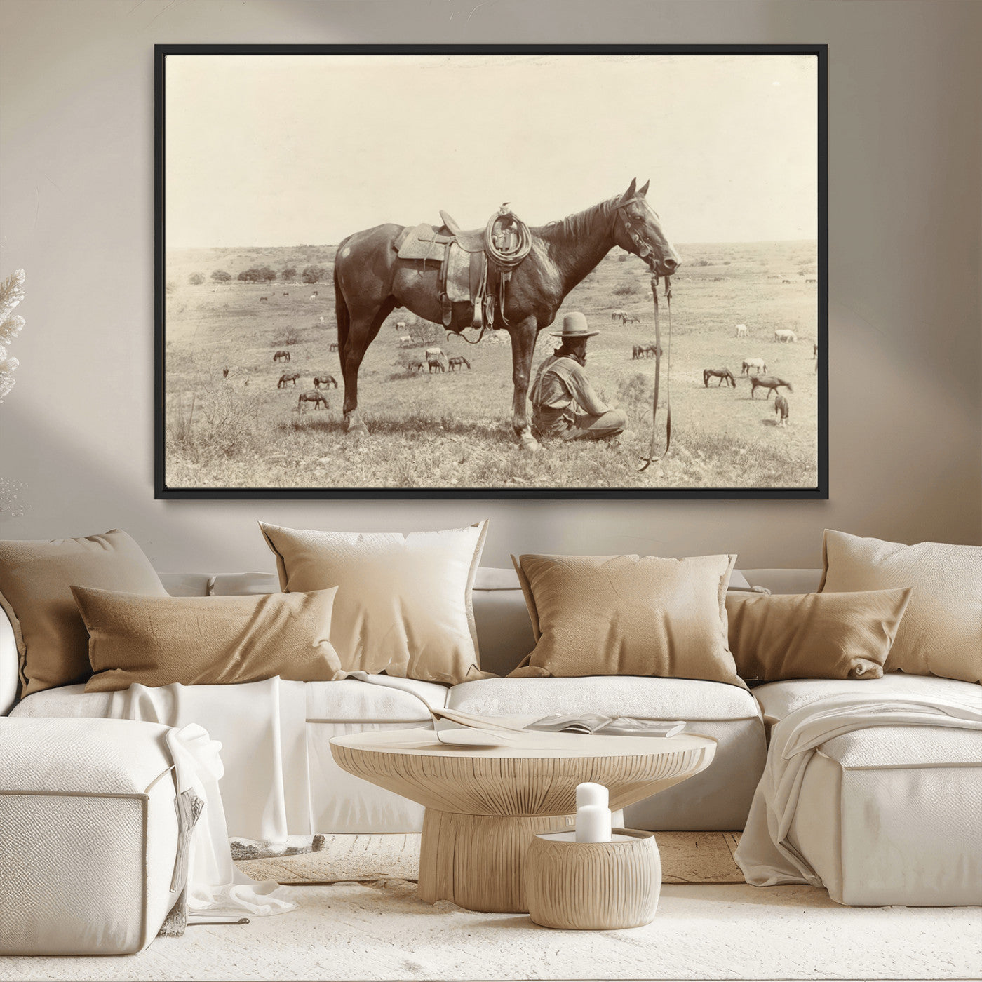 MGV-FC-36X24 - Cowboy Wall Art - Western Horse Canvas Print - Vintage Western Wall Art Canvas Print, Ready to Hang