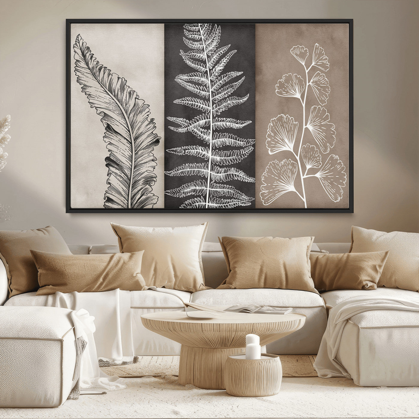 MGV-FC-36X24 - Minimalist Botanical Wall Art Canvas Print, Framed and Ready to Hang - Nature Art Print for Home