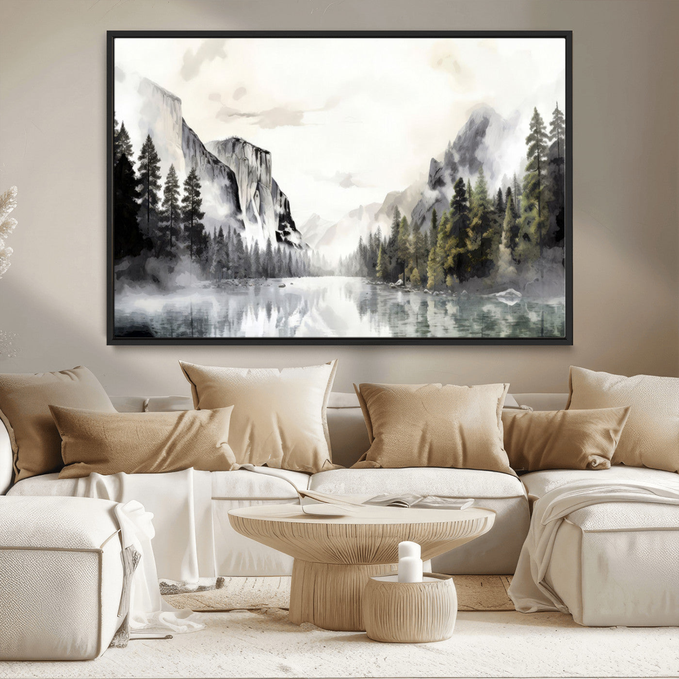 MGV-FC-36X24 - Yosemite Valley Wall Art Canvas Print – Framed and Ready to Hang – Majestic Nature Landscape Décor