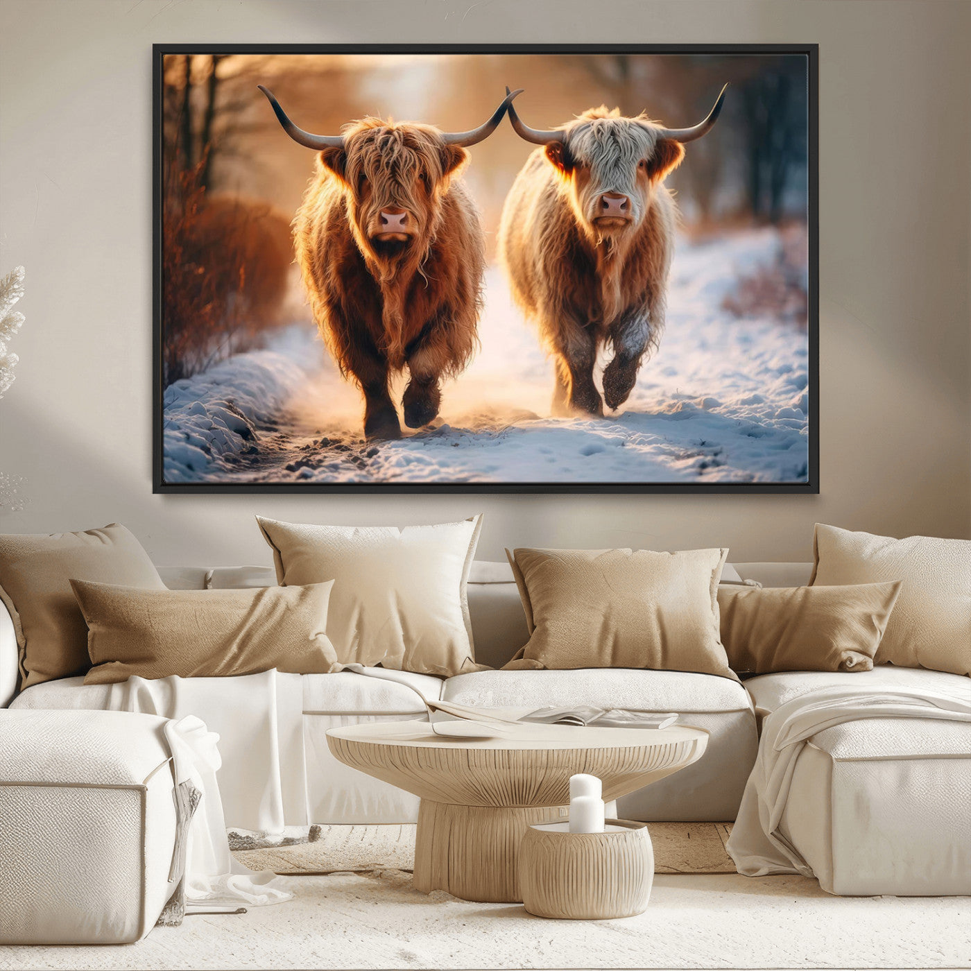 MGV-FC-36X24 - Scottish Highland Cow Horn Farm Wall Art Canvas Print