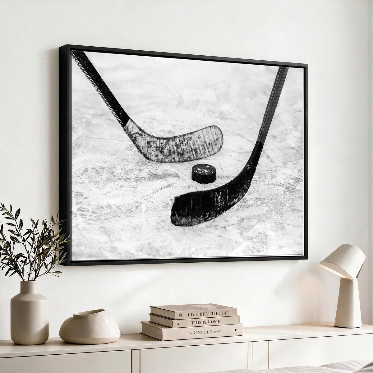 82900-MGV-CV-36X24 - Winter Ice Hockey Sport Canvas Wall Art Print, Hockey Wall Decor