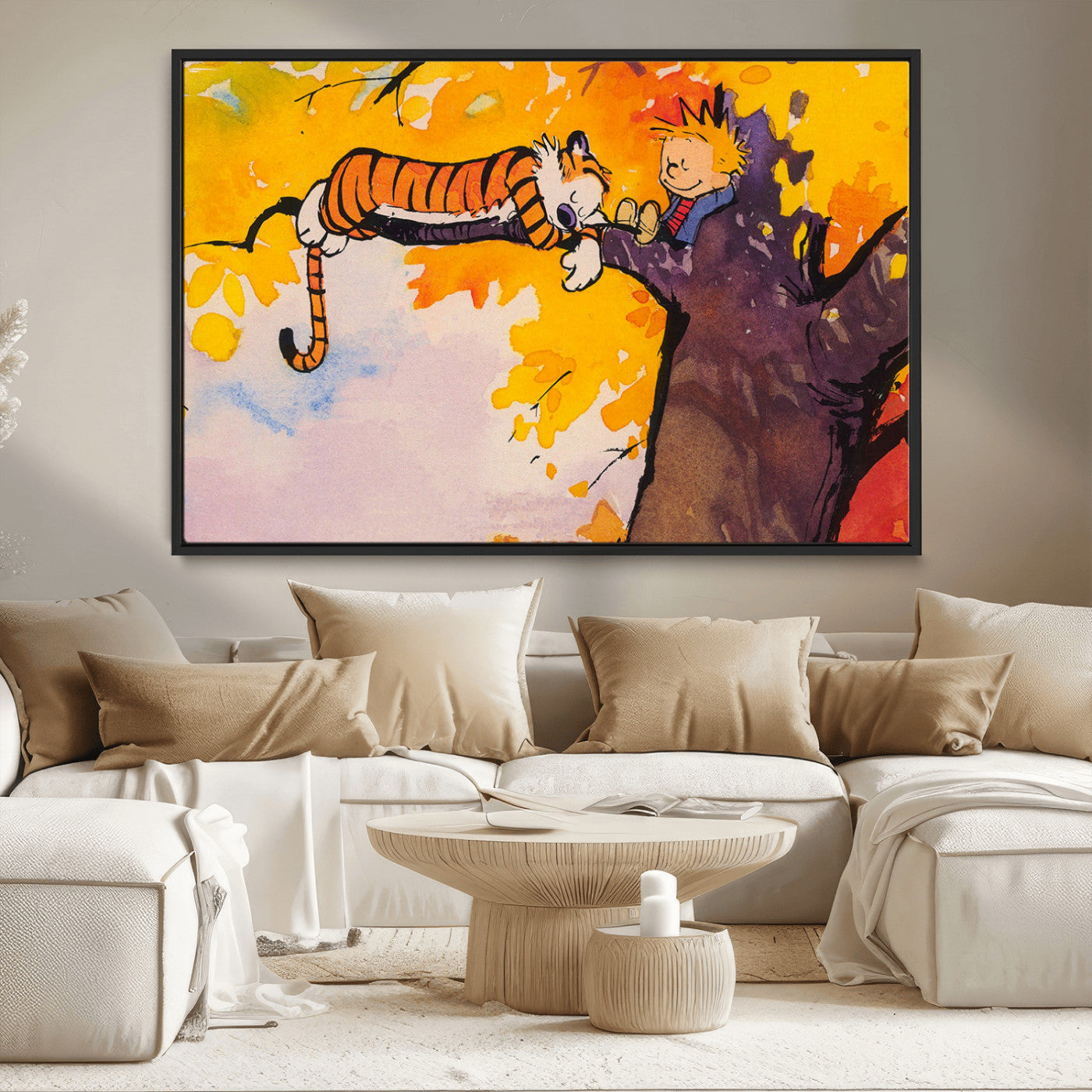 MGV-FC-36X24 - Calvin and Hobbes Tree Scene Canvas Print | 3 Panel Large Wall Art for Living Room or Kid’s Room,