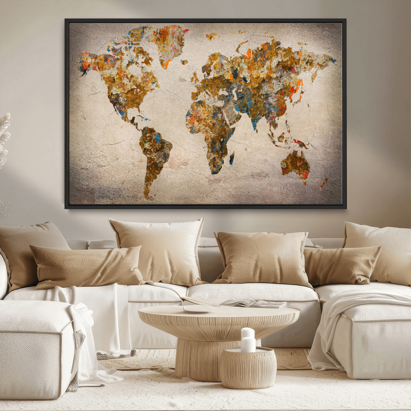 MGV-FC-36X24 - Push Pin World Map Canvas Print – Framed Wall Art for Couples to Track Their Travels – Anniversary
