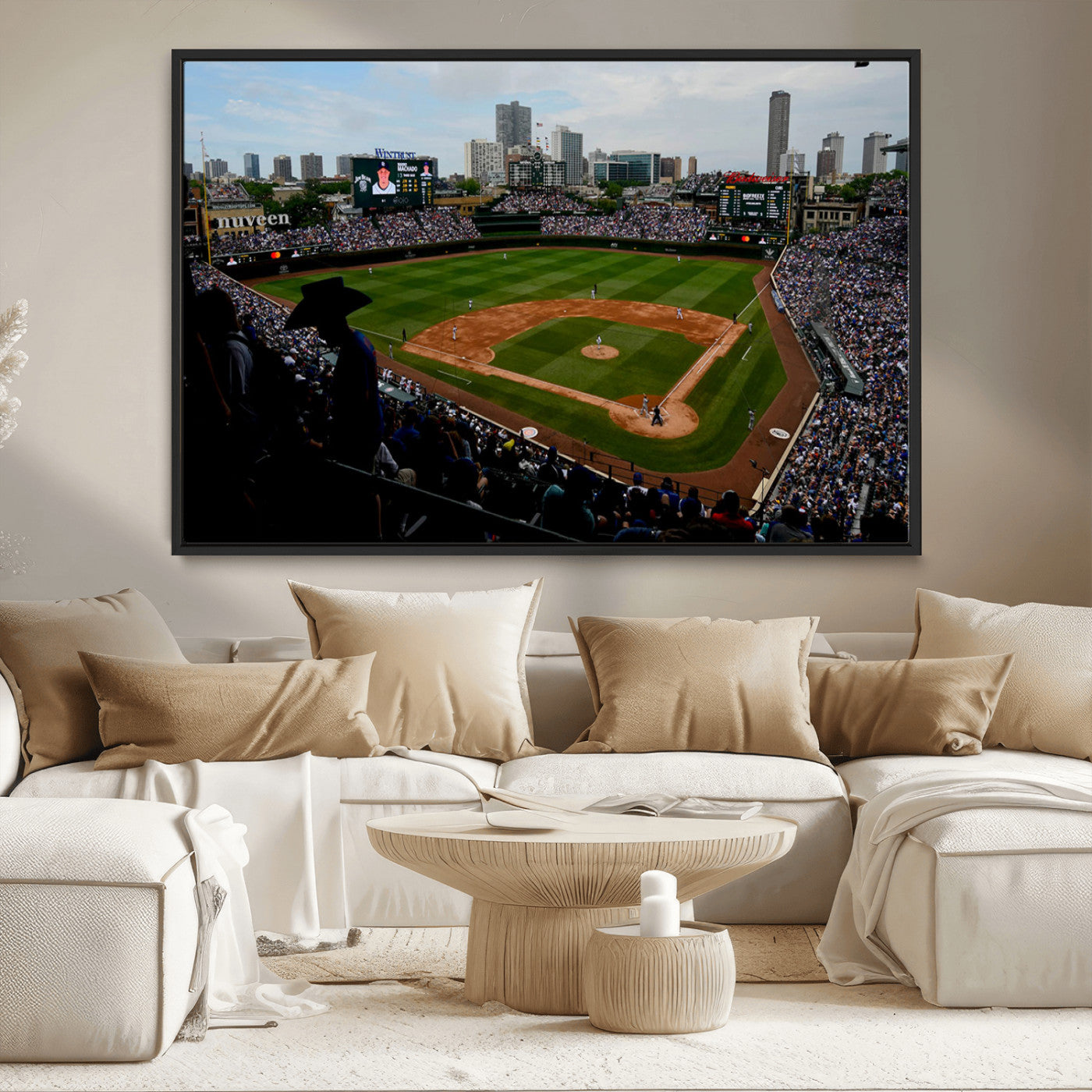 MGV-FC-36X24 - Chicago Cubs Baseball Team Print - Wrigley Field Stadium Wall Art Canvas Print