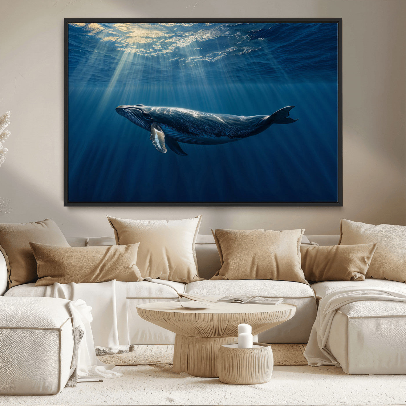 18052-MGV-FC-36X24_Black-Whale under Ocean Wall Art Canvas Print
