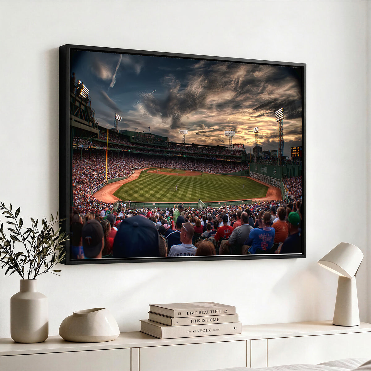 53432-MGV-CV-36X24 - Boston Red Sox Baseball Team Print, Massachusetts Fenway Park Stadium Wall Art Canvas Print