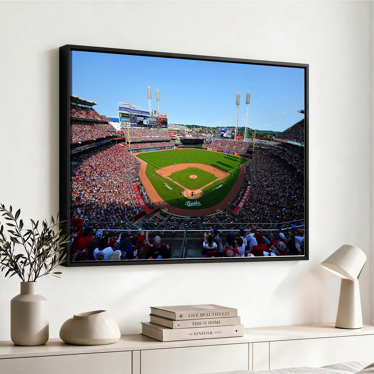 90998-MGV-CV-36X24 - Cincinnati Reds Baseball Canvas Print | Great American Ball Park Stadium Wall Art