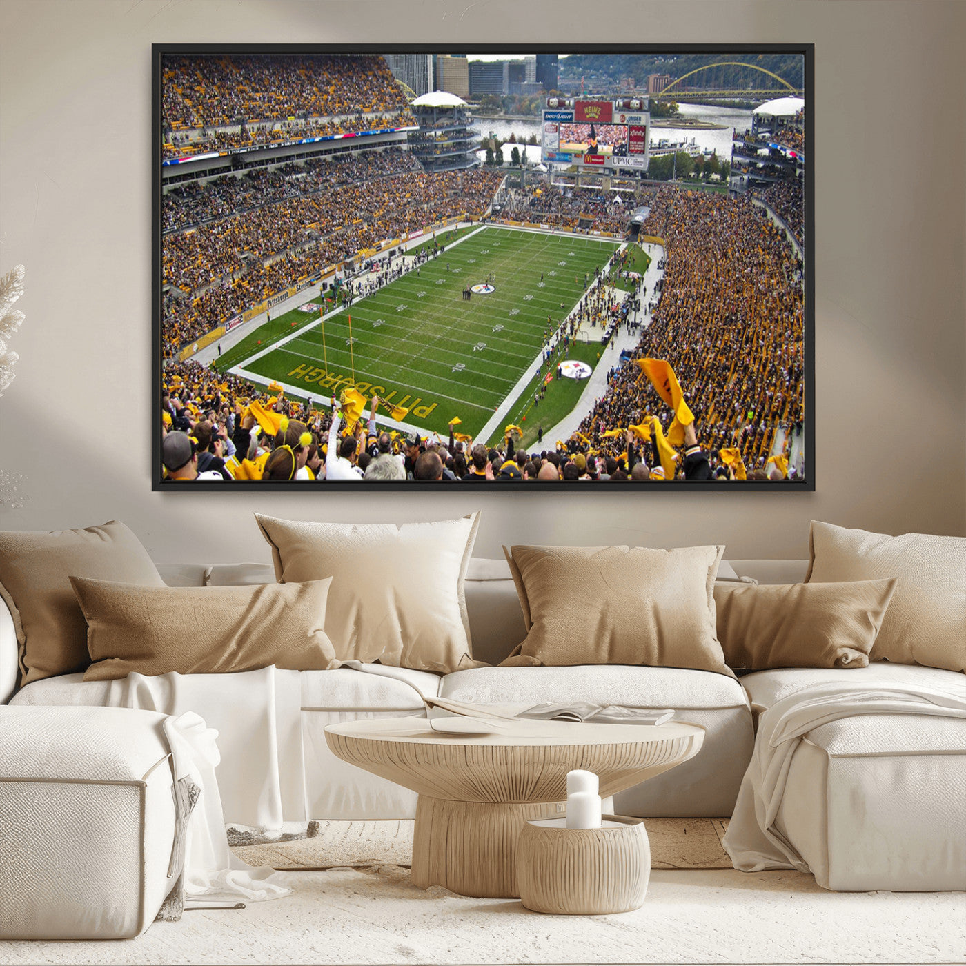 MGV-FC-36X24 - Pittsburgh Steelers Football Team Print - Pittsburgh Heinz Field Stadium Wall Art Canvas Print