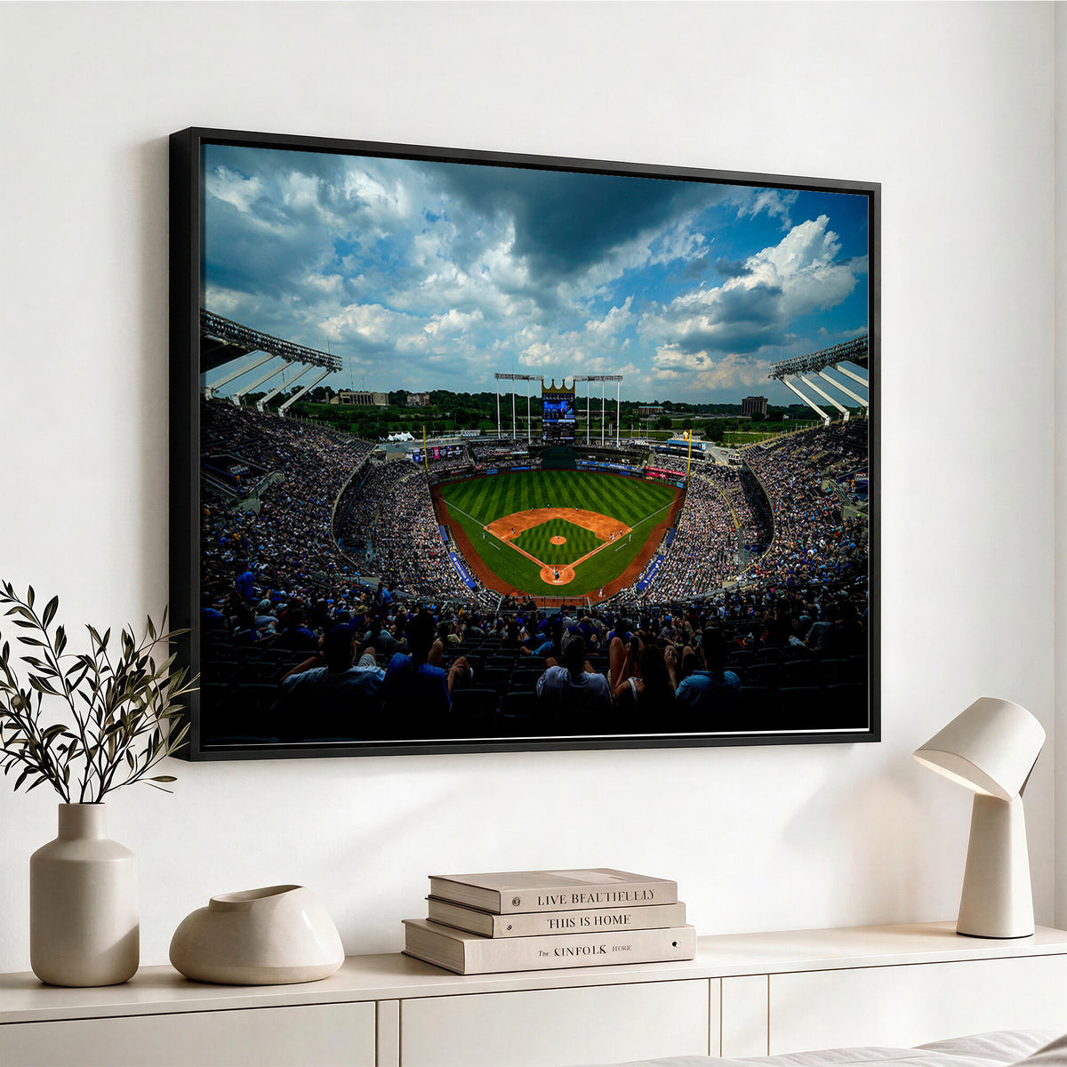 37127-MGV-CV-36X24 - 3-Panel Kauffman Stadium Wall Art Print | Large Kansas City Royals Baseball Canvas