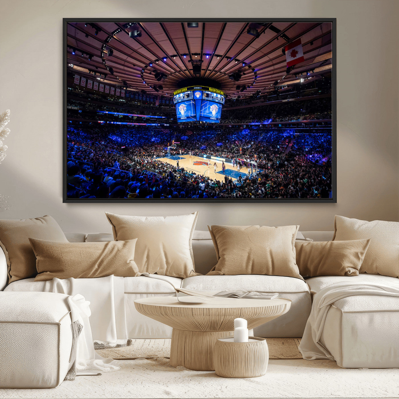 MGV-FC-36X24 - Madison Square Garden Basketball Arena Print - Madison Square Garden Basketball Game Triple Canvas Wall Art - NBA Match Atmosphere
