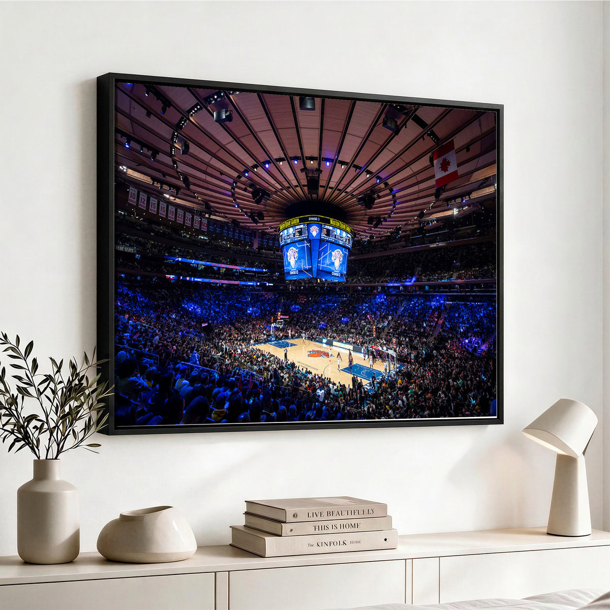 20491-MGV-CV-36X24 - Madison Square Garden Basketball Print Canvas, Basketball Game Triple Canvas Wall Art