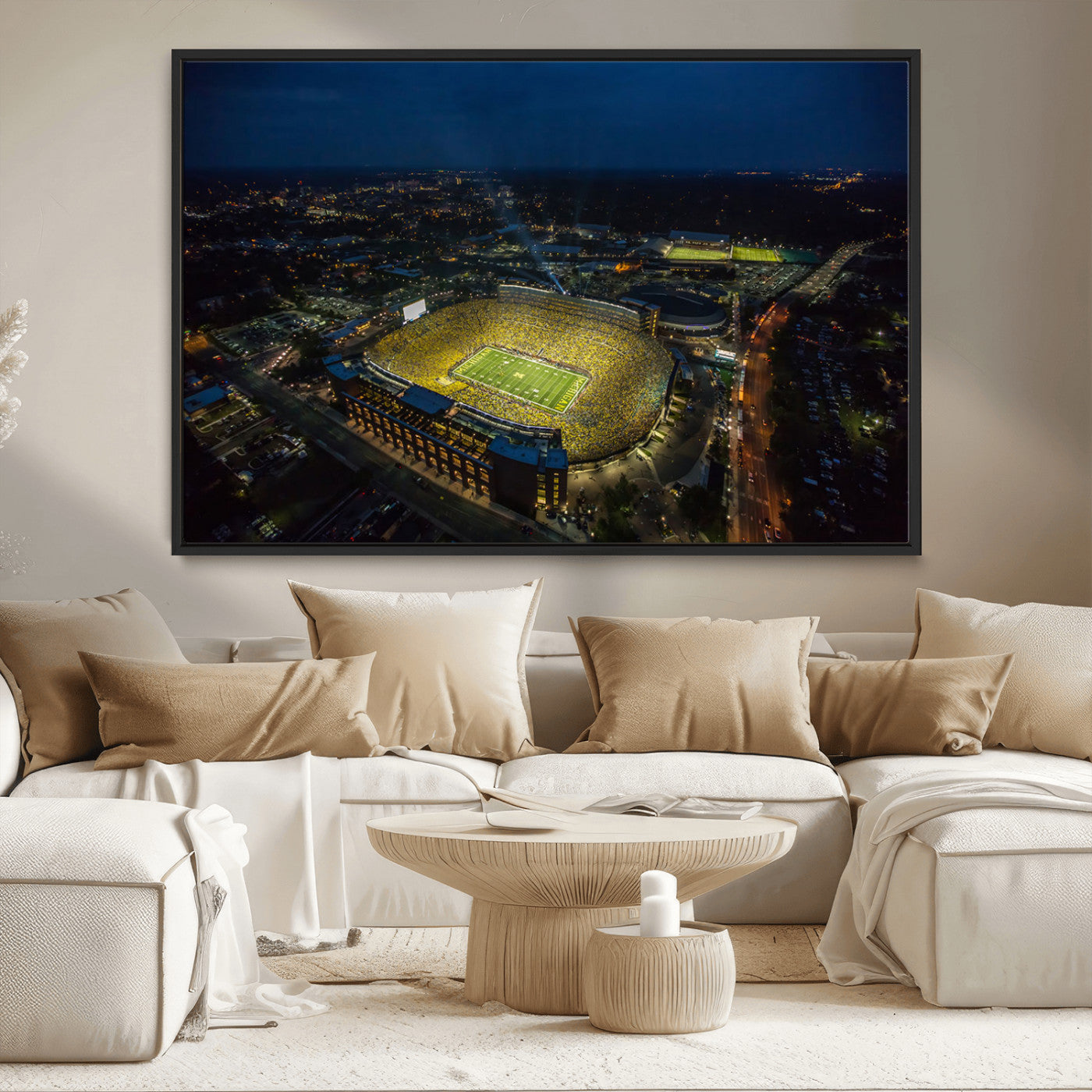 MGV-FC-36X24 - Michigan Wolverines Football Team Print - Michigan Stadium Wall Art Canvas Print