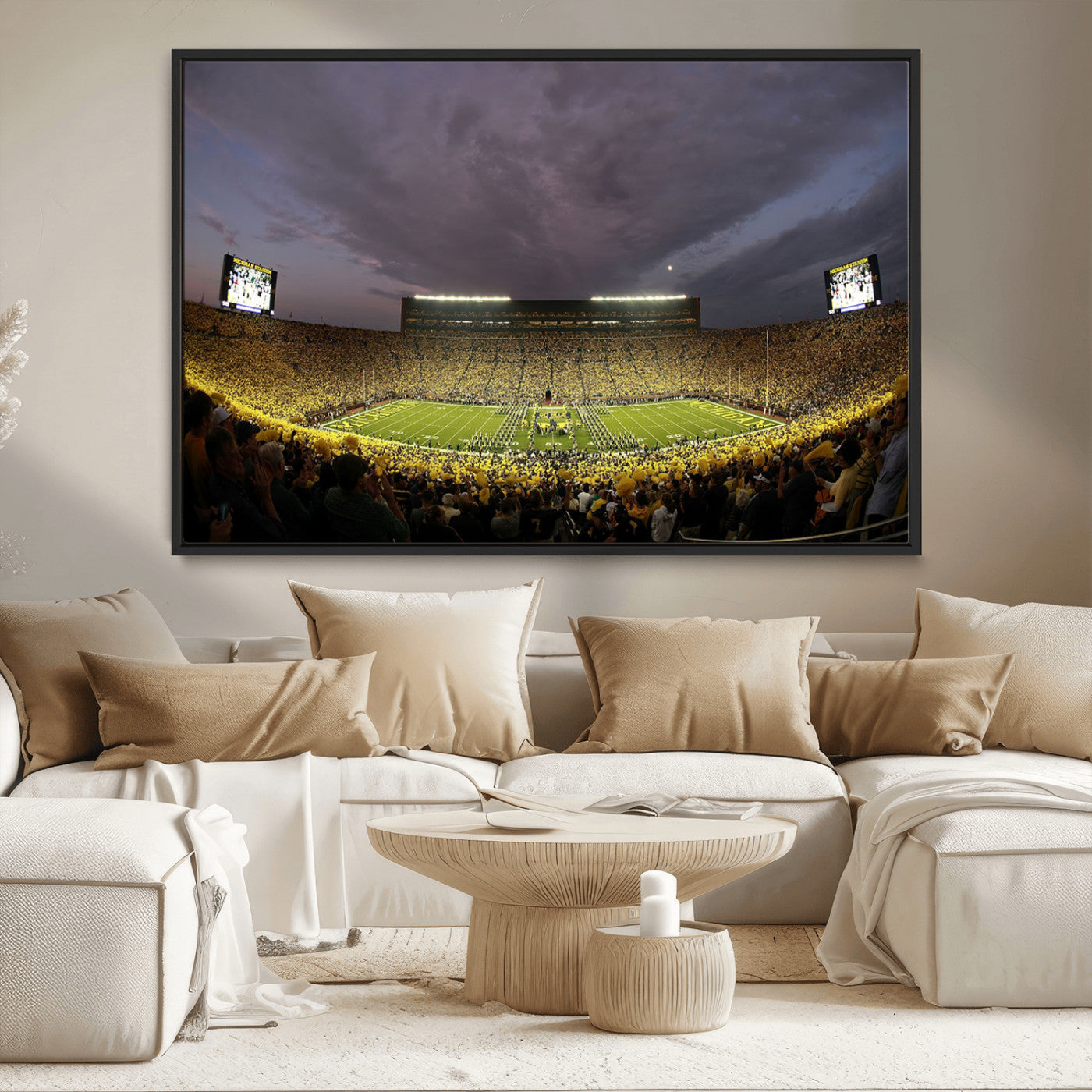 MGV-FC-36X24 - Michigan Wolverines Football Team Print - Michigan Stadium Wall Art Canvas Print