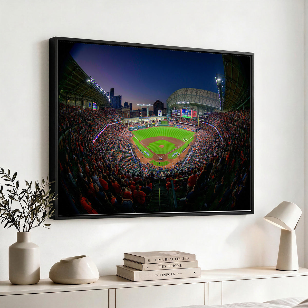44322-MGV-CV-36X24 - Houston Astros Baseball Print Canvas, Houston Minute Maid Park Stadium Wall Art