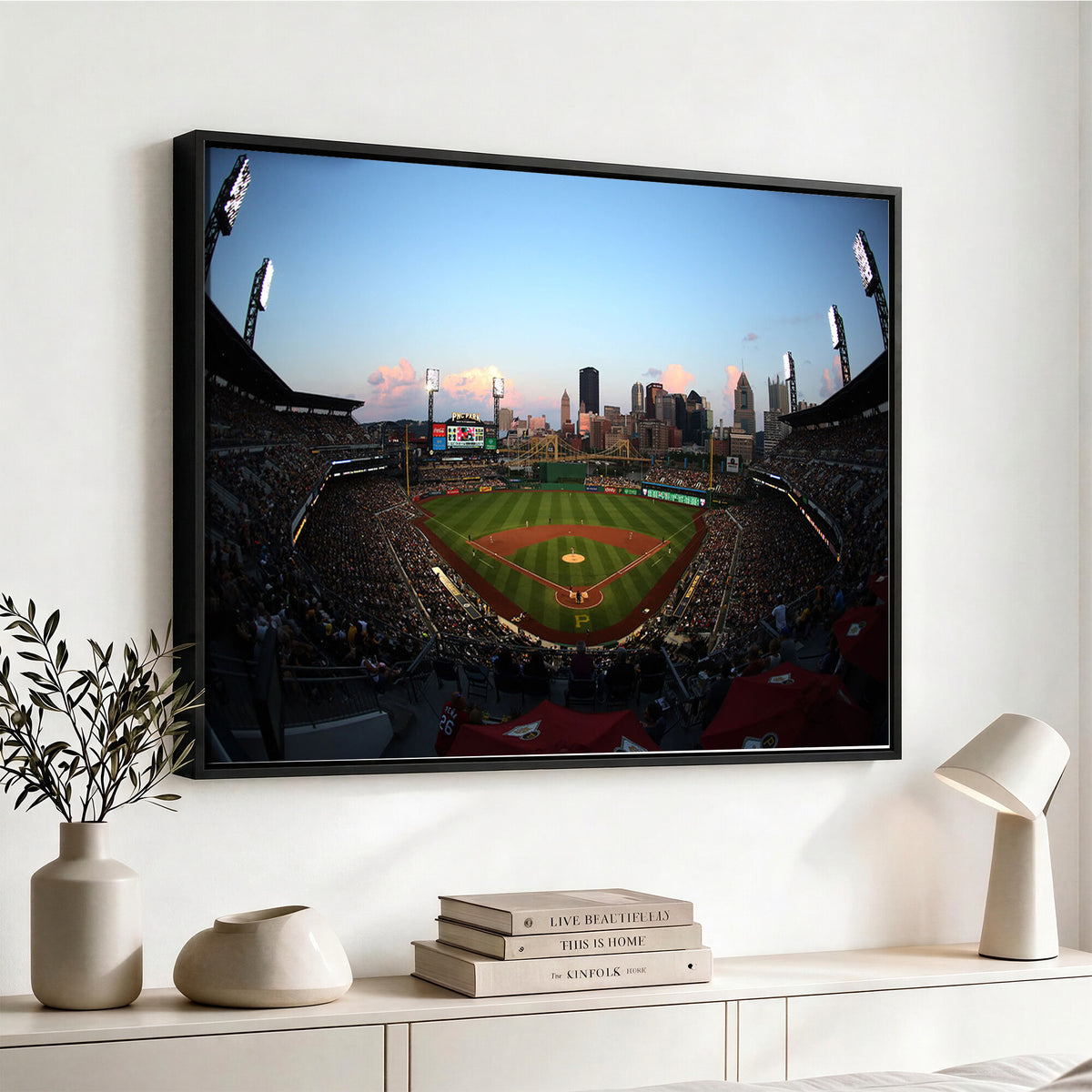 67670-MGV-CV-36X24 - PNC Park Evening Game Triple Canvas Wall Art | Pittsburgh Pirates MLB Stadium