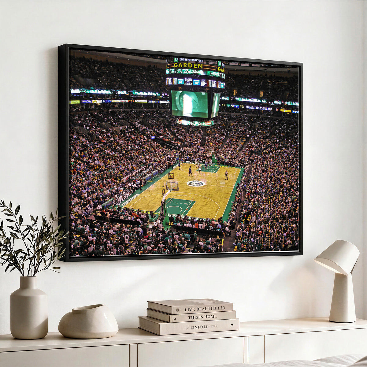 21705-MGV-CV-36X24 - TD Garden Basketball Canvas Wall Art | Boston Celtics Live Action