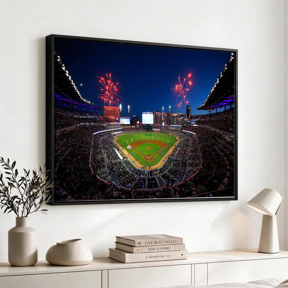 50582-MGV-CV-36X24 - Truist Park Atlanta Braves Baseball Stadium Wall Art Print | Large 3-Panel Canvas Print for Sports