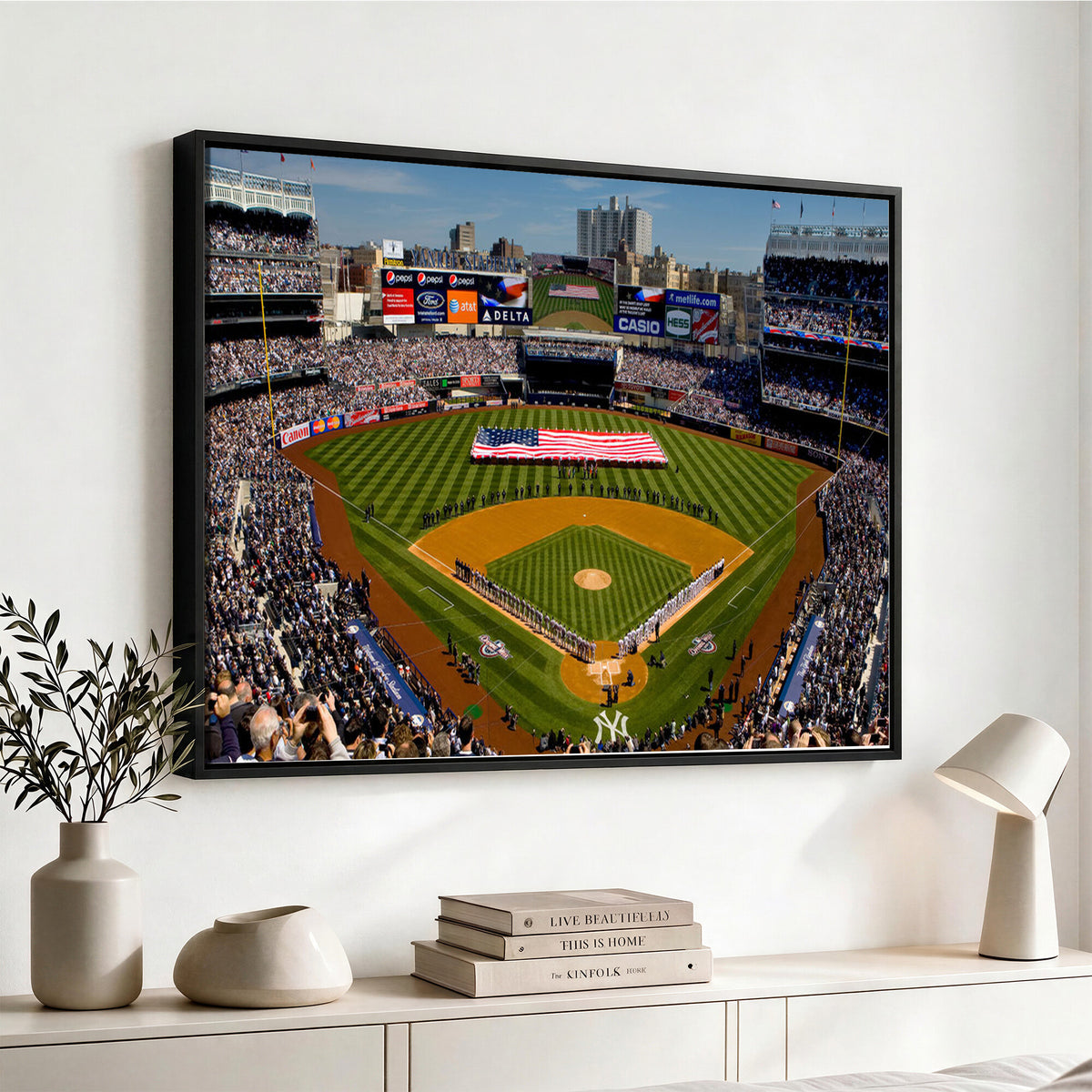 20879-MGV-CV-36X24 - Yankee Stadium New York Wall Art Print | 3-Panel Canvas Print of Yankees Baseball Stadium