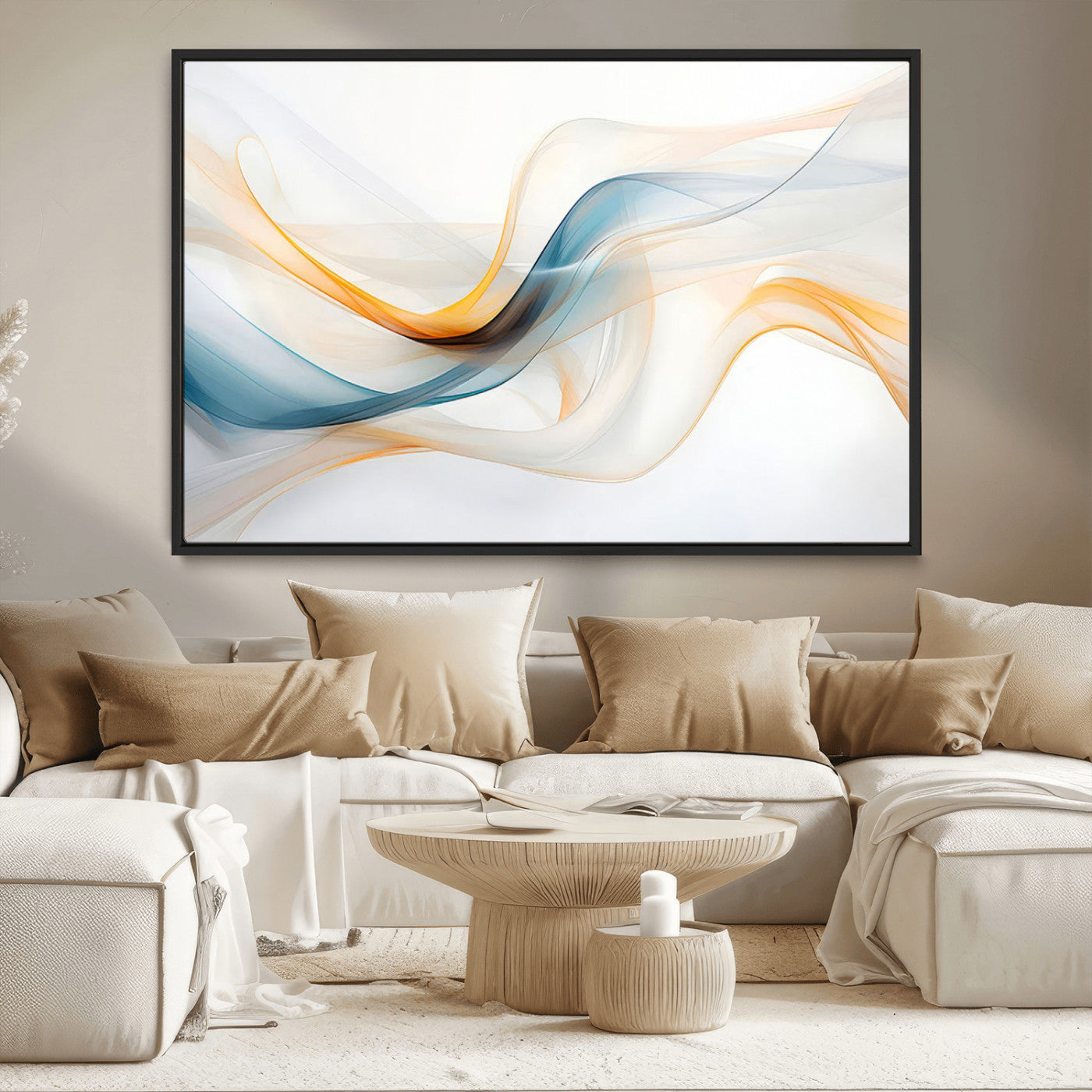 MGV-FC-36X24 - Decorative Turquoise Abstract Wave Wall Art Canvas Print