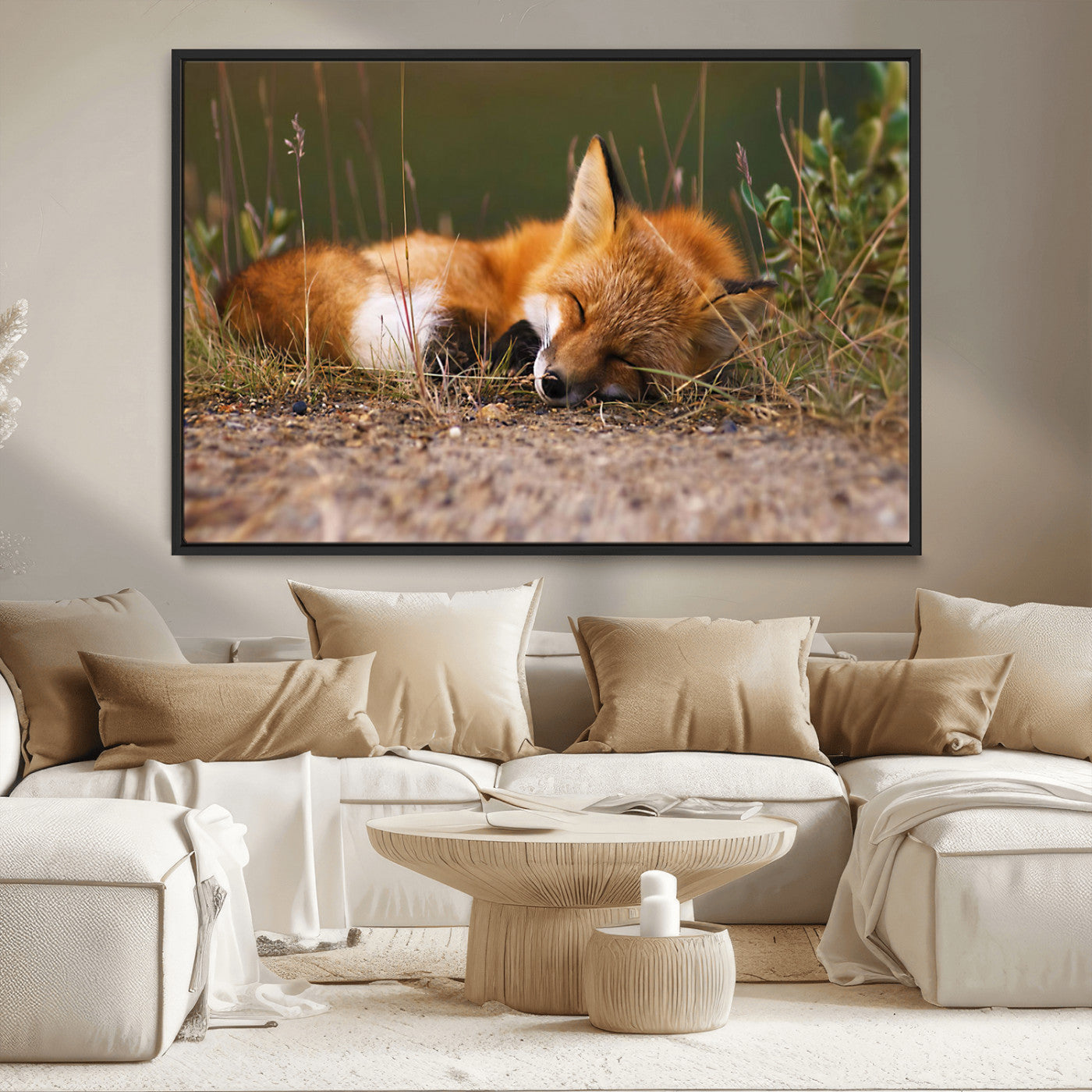 -Sleeping Fox Wall Art Canvas Print, Farmhouse Wall Decor and Animal Wall Art Print