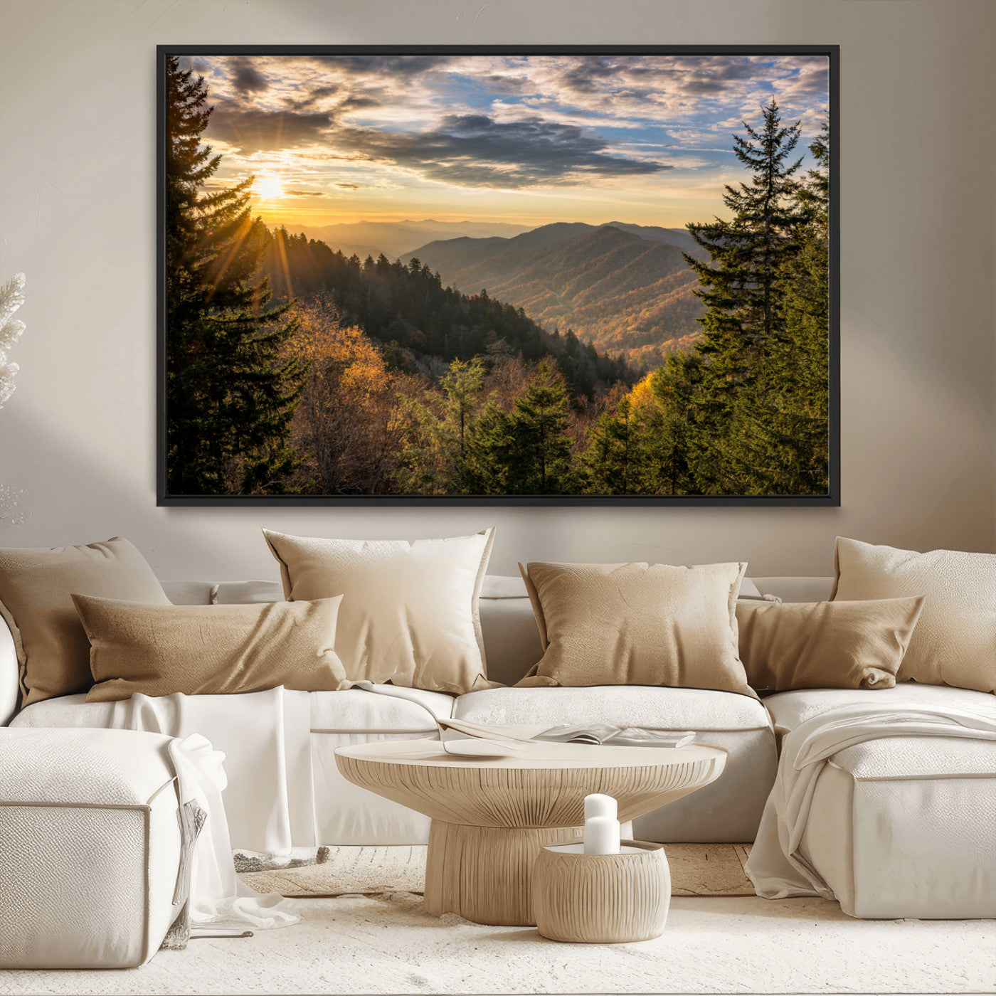 MGV-FC-36X24 - Sunrise Over the Smoky Mountains Canvas Wall Art – Breathtaking Scenic Landscape Photography in a