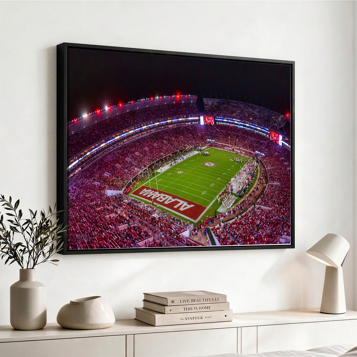 11343-MGV-CV-36X24 - Bryant-Denny Stadium Night Game Triple Canvas Wall Art | Alabama Crimson Tide Football