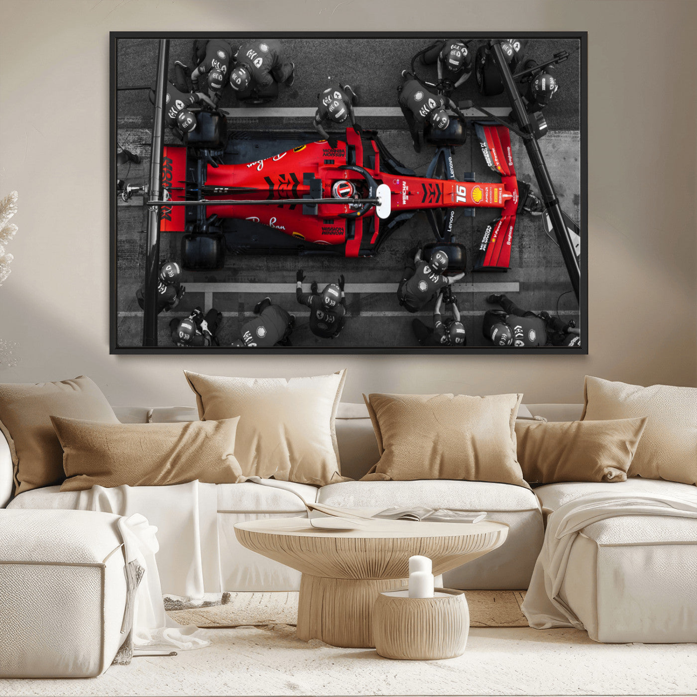 MGV-FC-36X24 - Ferrari Pit Stop Canvas Wall Art – Precision and Speed Captured in Bold Motorsport Imagery – Ready