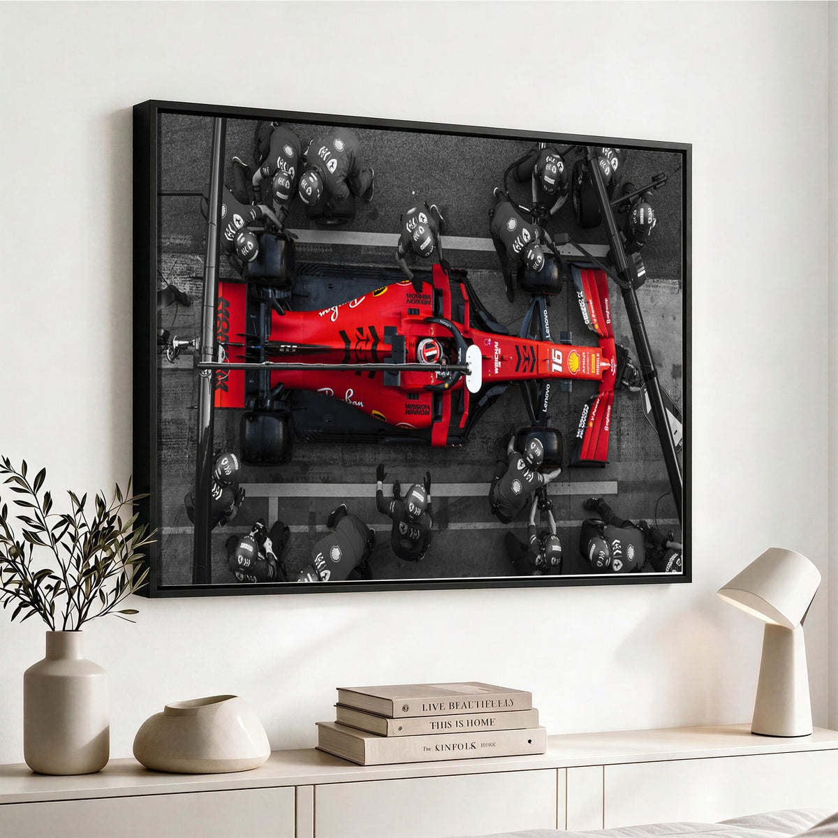 99356-MGV-CV-36X24 - Ferrari Pit Stop Canvas Wall Art | Precision and Speed