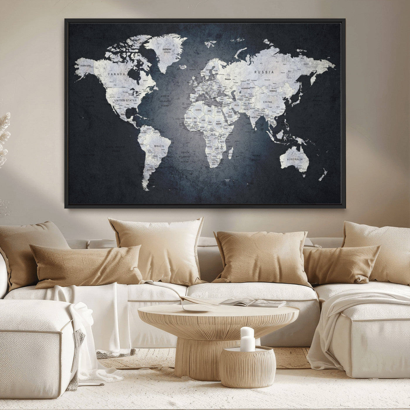MGV-FC-36X24 - World Map Wall Art Canvas Print for Home and Office Decor
