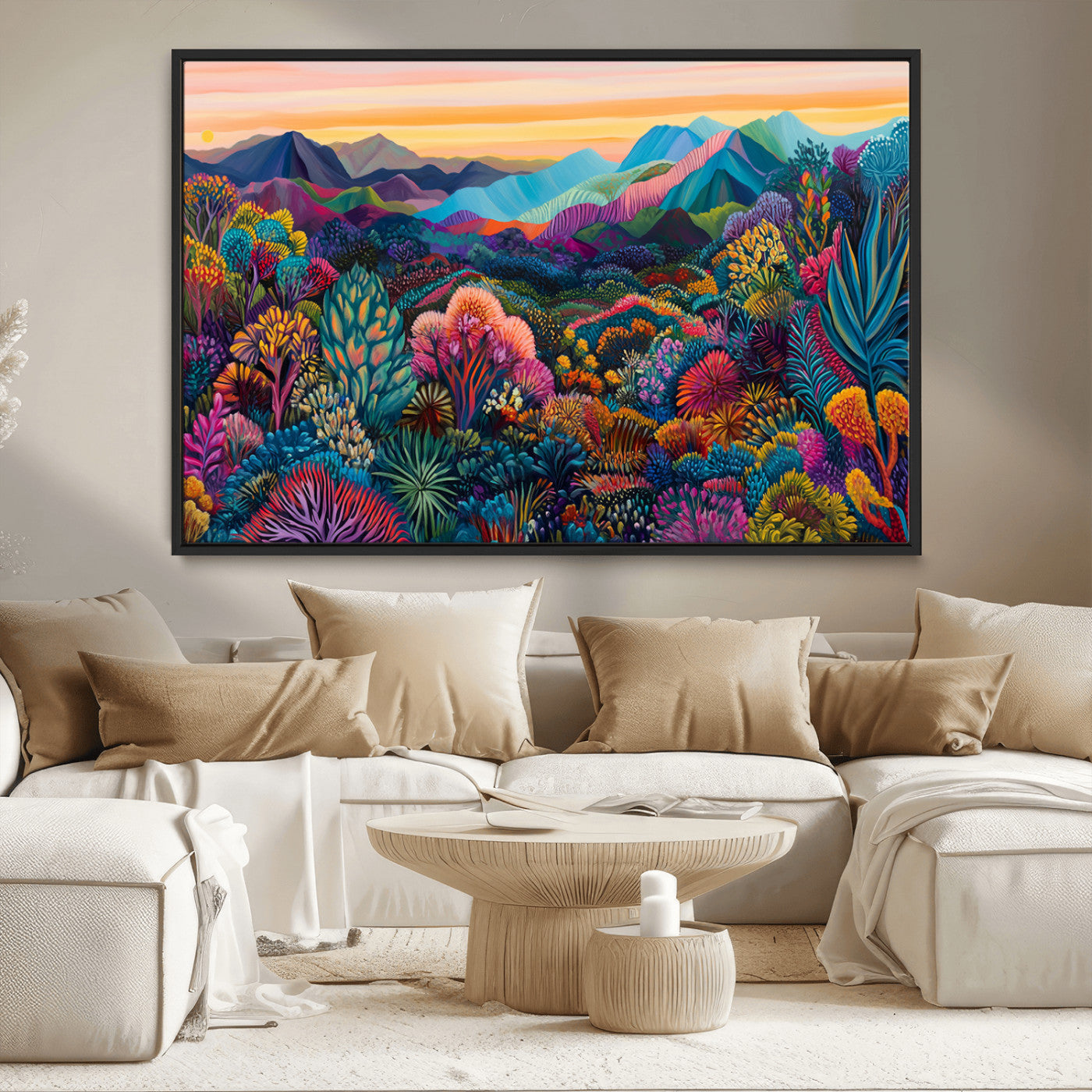 MGV-FC-36X24 - Colorful Abstract Landscape Wall Art Print Canvas - Vibrant Modern Decor for Living Room, Office, or