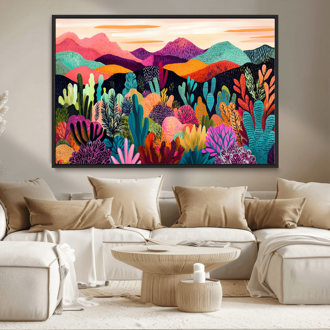 MGV-FC-36X24 - Abstract Kusama Print - Landscape Canvas Wall Art Print - Vibrant Modern Decor for Living Room,