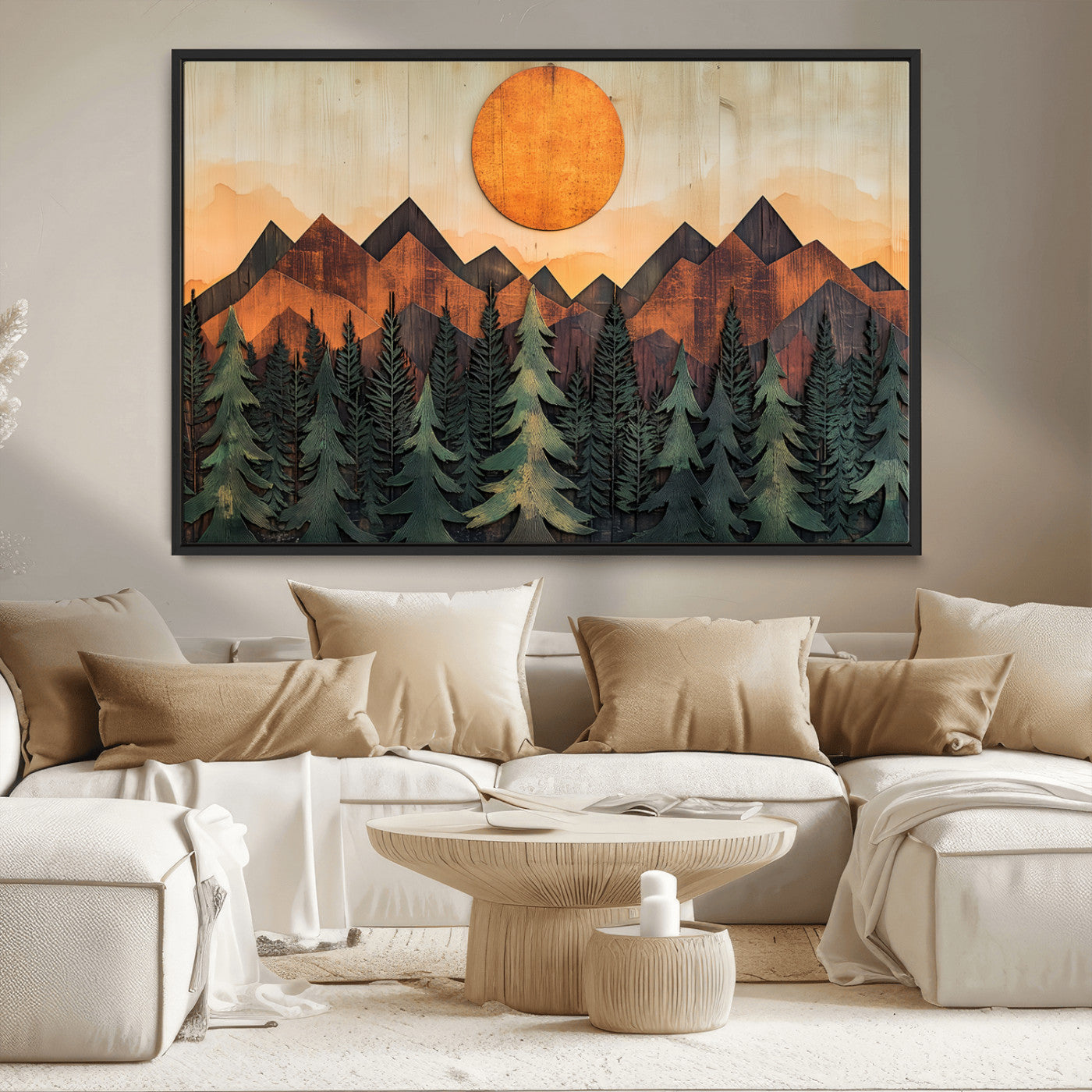 MGV-FC-36X24 - Sunset Mountain Landscape Canvas Wall Art Print - Nature Decor for Living Room, Office