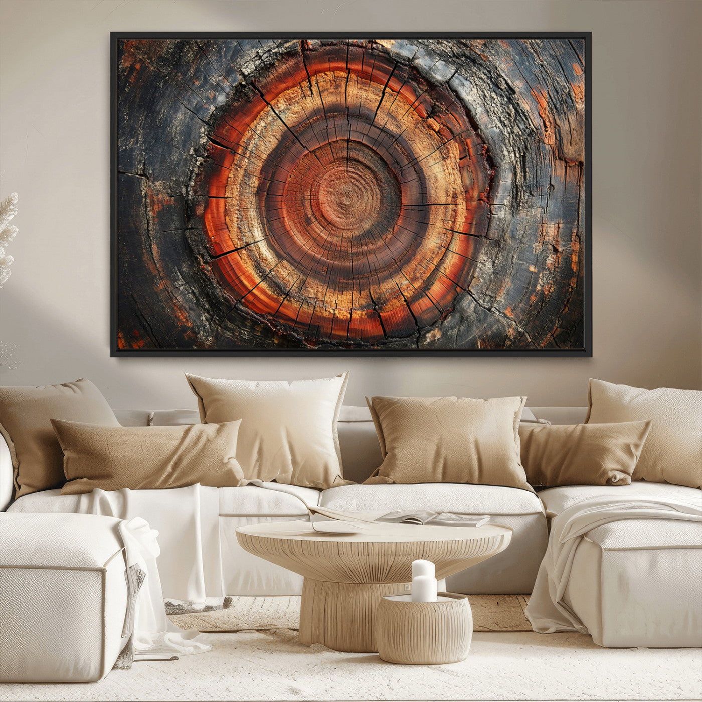 MGV-FC-36X24 - Wood Grain Canvas Wall Art - Framed Abstract Tree Ring Framed Wall Art, Wood Grain Canvas Wall