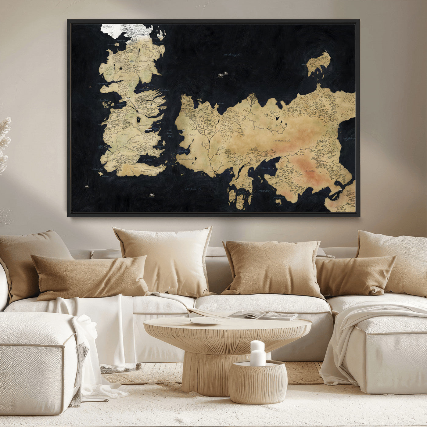 MGV-FC-36X24 - Push Pin World Map Canvas Print – Framed Wall Art for Couples to Track Their Travels – Anniversary