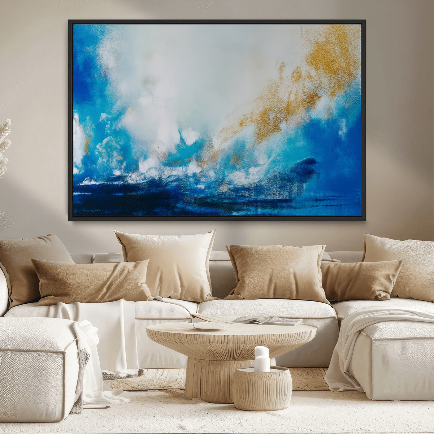MGV-FC-36X24 - Blue Abstract Print - Dynamic Ocean-Inspired Canvas Wall Art