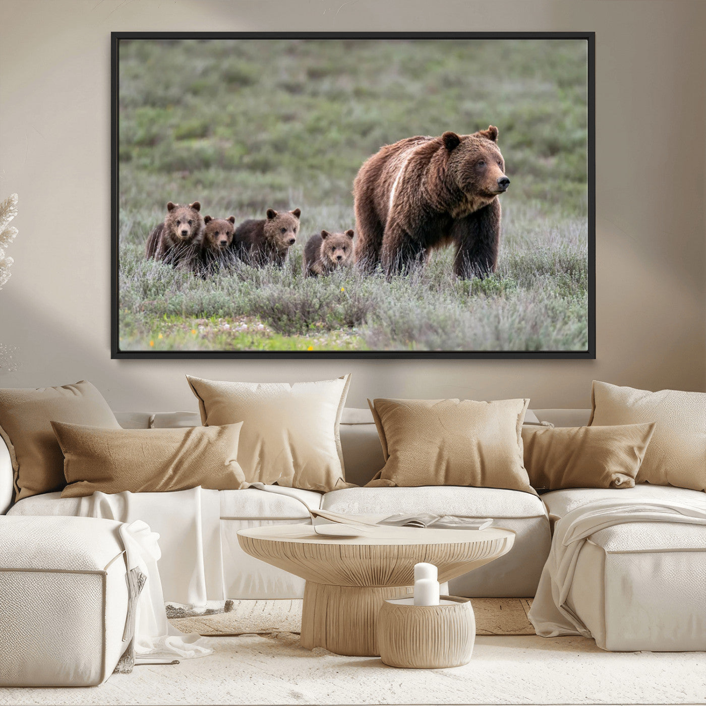 MGV-FC-36X24 - Wildlife Photography of 399 Grizzly Bear Cubs | Queen of the Tetons Canvas Wall Art Print