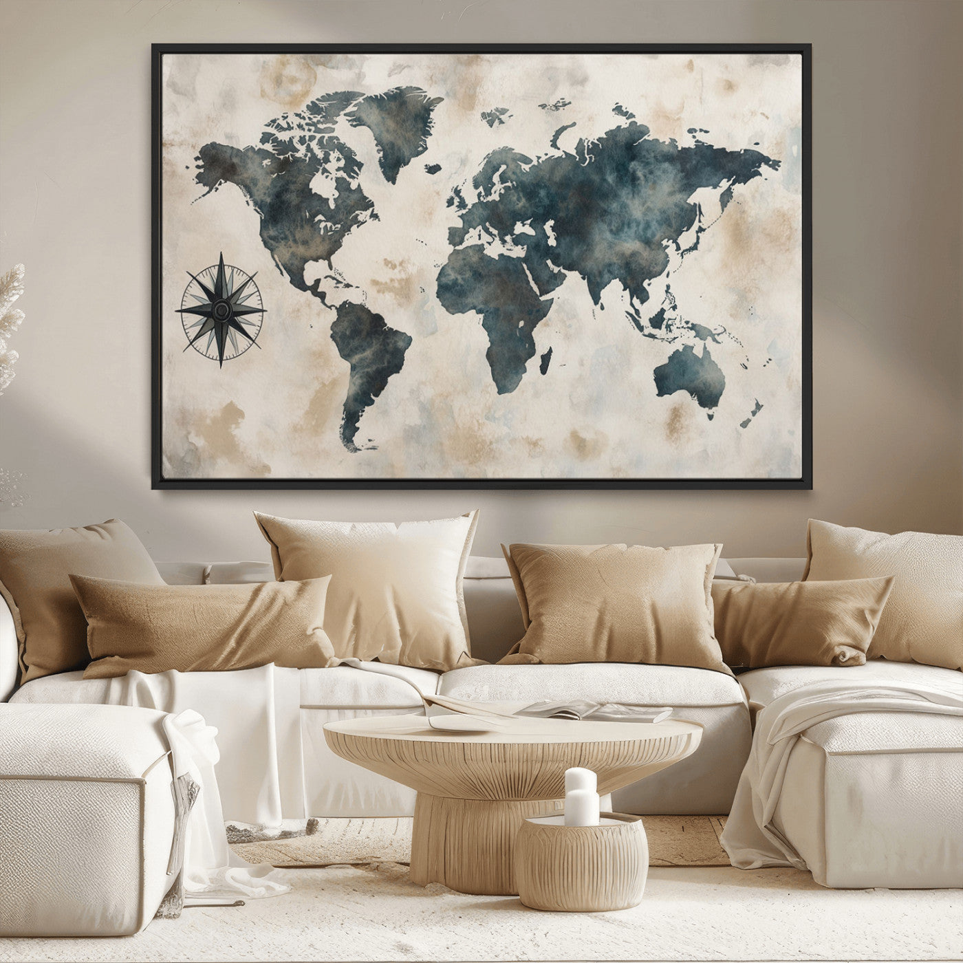 MGV-FC-36X24 - Push Pin World Map Canvas Print – Framed Wall Art for Couples to Track Their Travels – Anniversary