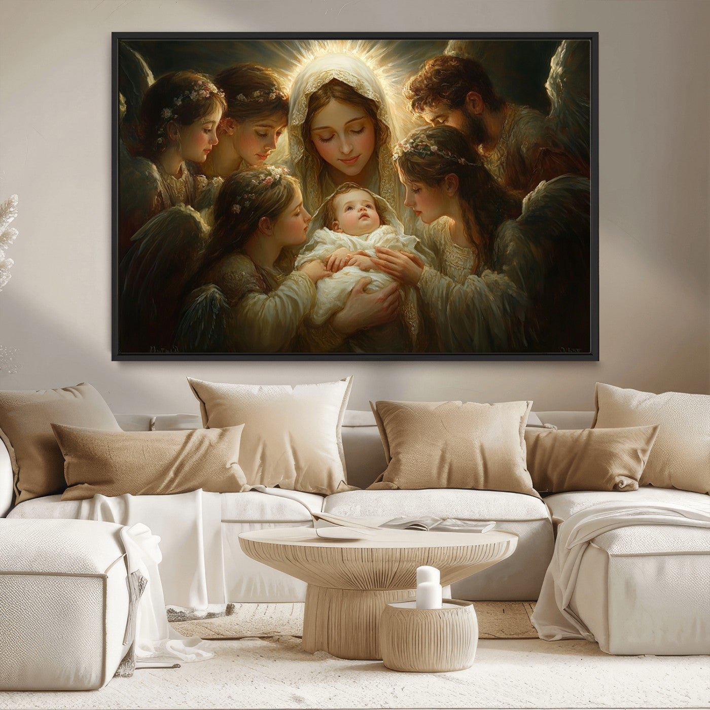 MGV-FC-36X24 - Mary Jesus Canvas Wall Art Print - Madonna and Child with Apostles Art Print - Classic Christian